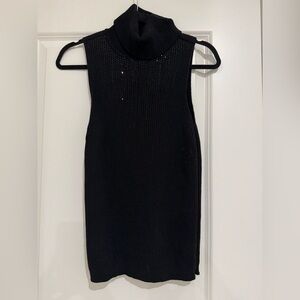 White House Black Market knit Black sleeveless turtleneck top
